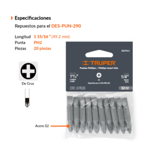 PUNTA PHILLPS #2 DE 2^ X 20PZ TRUPER / 17831
