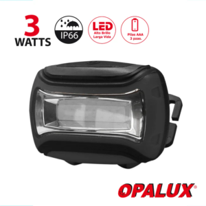 LINTERNA FRONTAL 3W COB/200ML NEGRO OPALUX / OP-1102NG