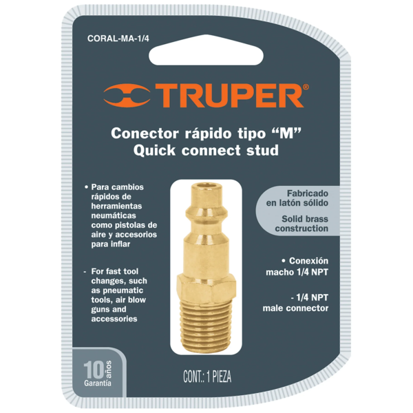 CONECTOR TIPO MACHO 1/4 TRUPER / 19083
