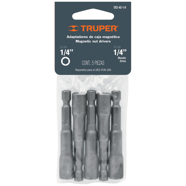 DADO PARA TALADRO 1/4 X 5 PZ TRUPER / 17839