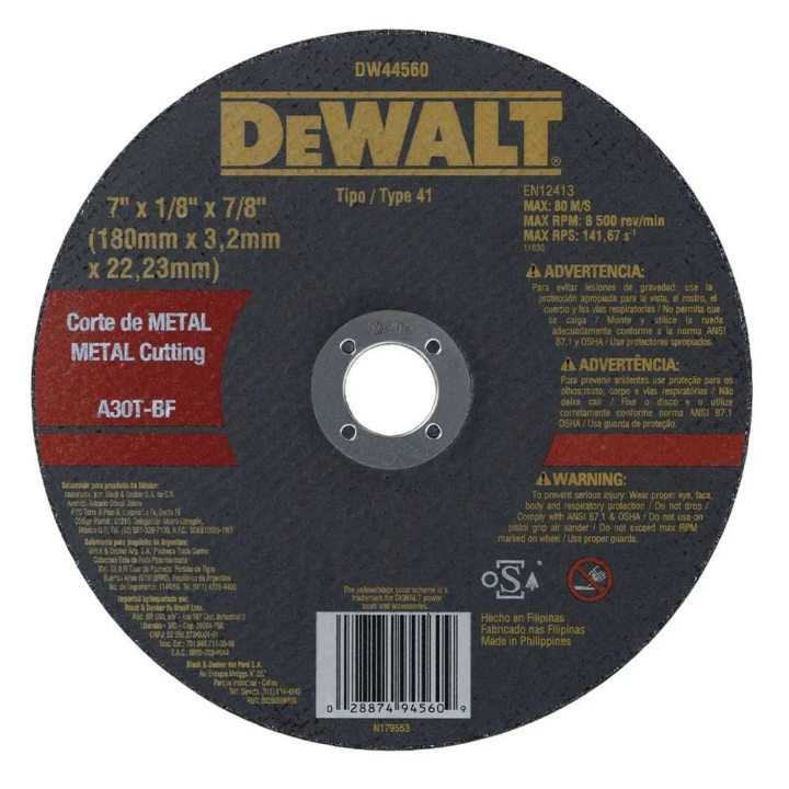 DISCO DE CORTE DEWALT 7 NEGRO /